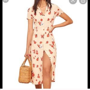 Reformation Sheila Dress flora white red